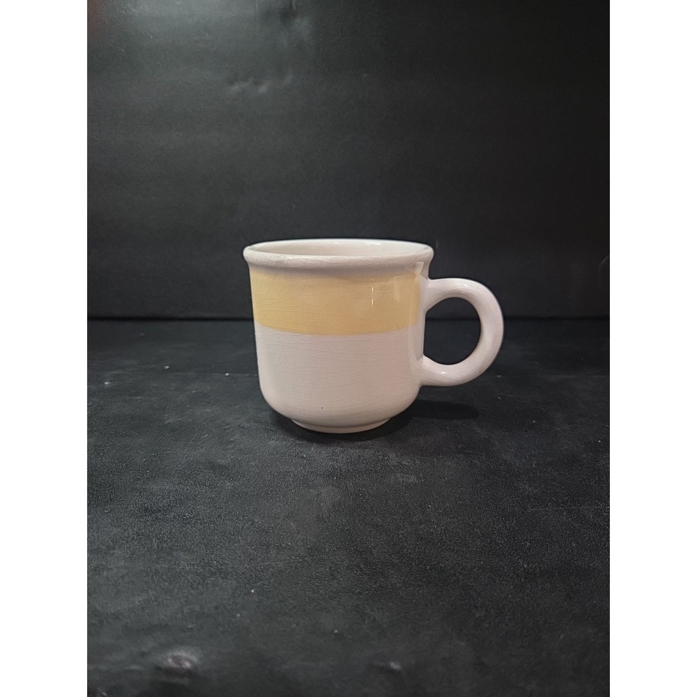 Furio Crackled Stoneware Mug, Vintage White‎ Yellow Coffee Mug, Italian Tea Cup